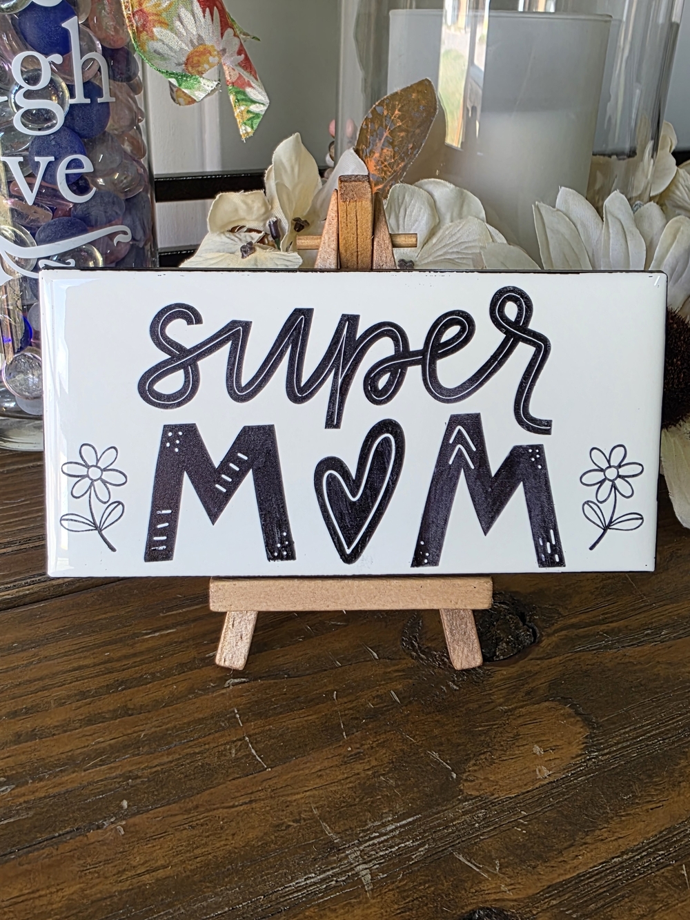 Super Mom Wall Plaque - Black on White - Mother's Day Gift